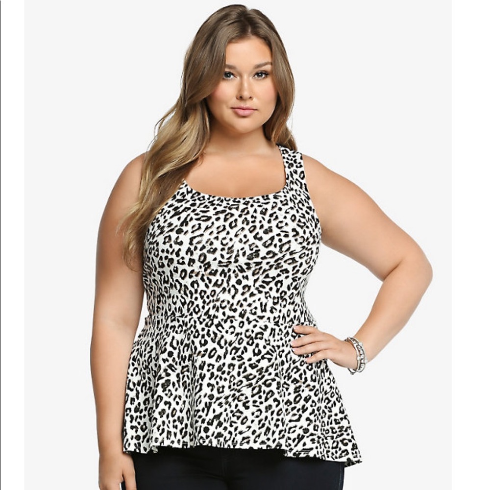 🆕Torrid ANIMAL PRINT PONTE PEPLUM TANK TOP - Picture 1 of 5